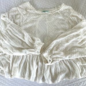 Karlie Balloon Sleeve Floral Embroidered Cream Top